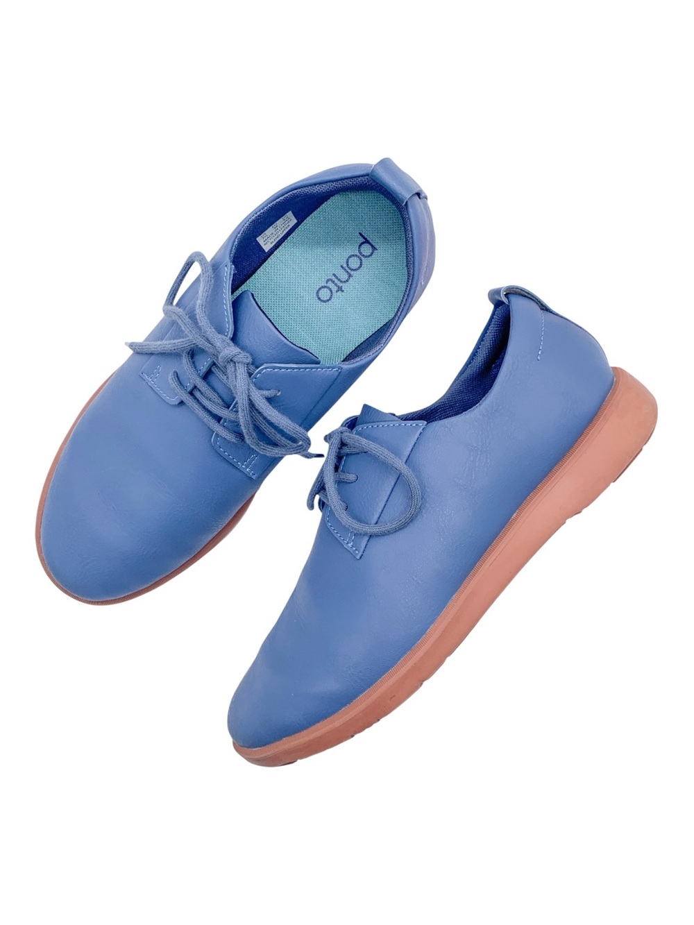 Ponto Slate Blue Oxford Sneakers Recycled Leather Size 7.5
